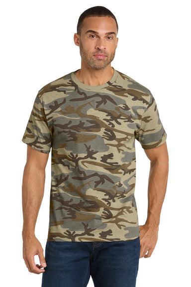 Port & Company PC54C Mens Core Short Sleeve Crewneck T-Shirt Desert Camo Model Front