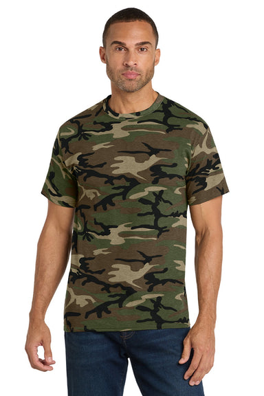 Port & Company PC54C Mens Core Short Sleeve Crewneck T-Shirt Military Camo Model Front