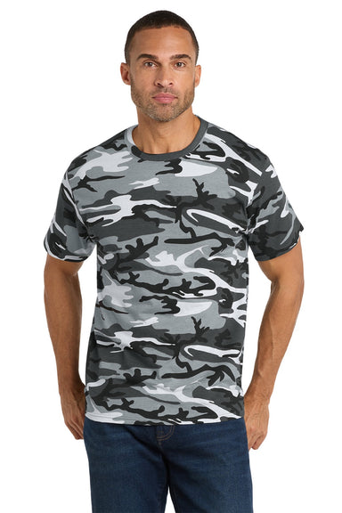 Port & Company PC54C Mens Core Short Sleeve Crewneck T-Shirt Winter Camo Model Front