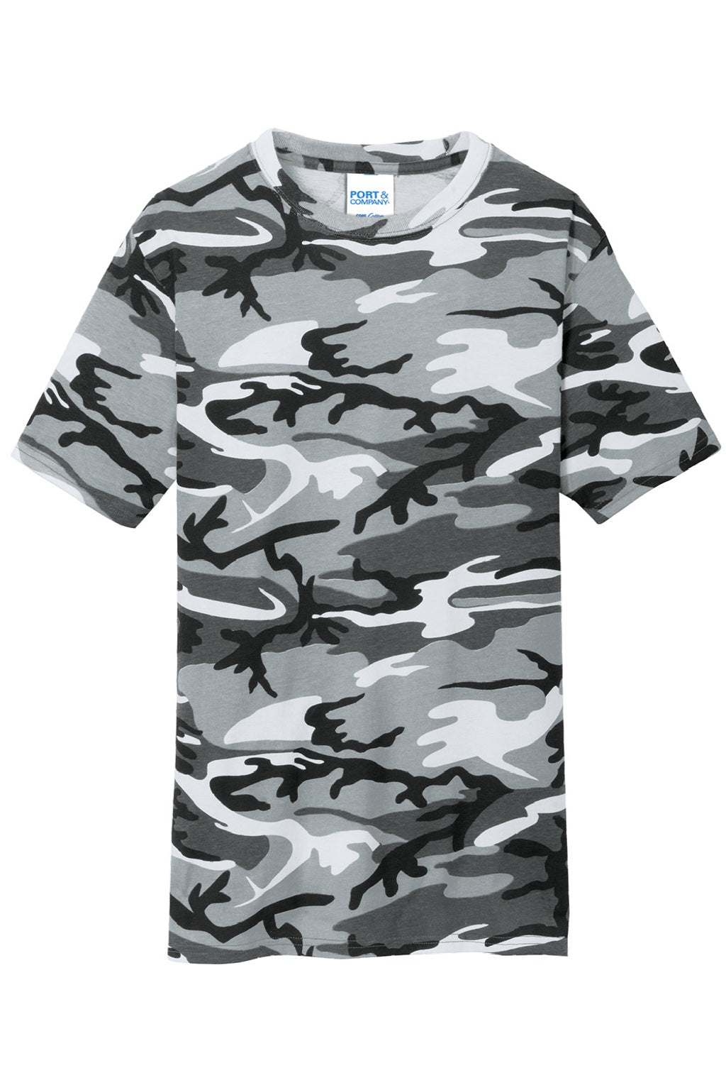 Port & Company PC54C Mens Core Short Sleeve Crewneck T-Shirt Winter Camo Flat Front