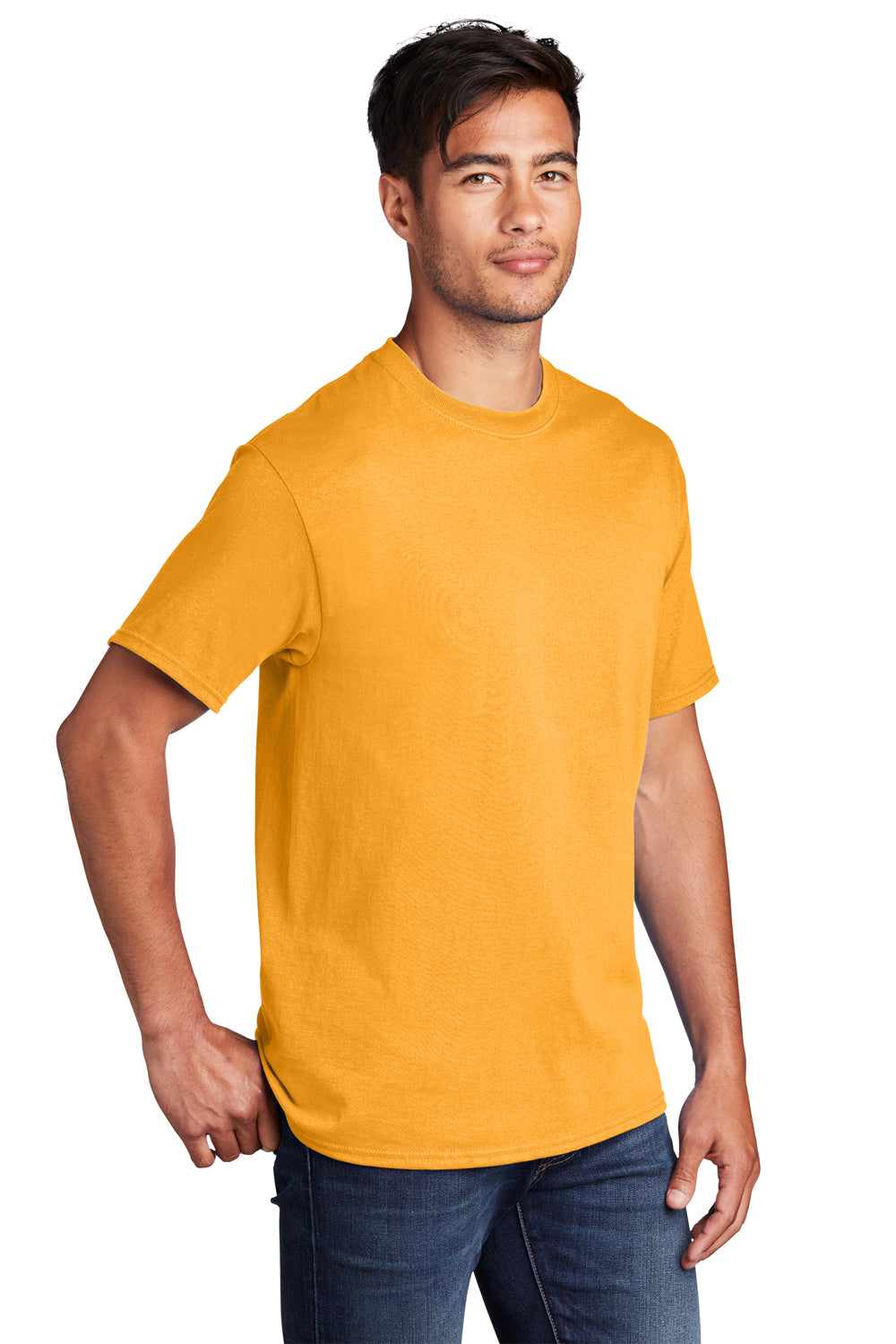 Port & Company PC54DTG Mens Core Cotton DTG Short Sleeve Crewneck T-Shirt Gold Model 3q