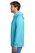 Port & Company PC54H Mens Core Cotton Long Sleeve Hooded T-Shirt Hoodie Aquatic Blue Model Side