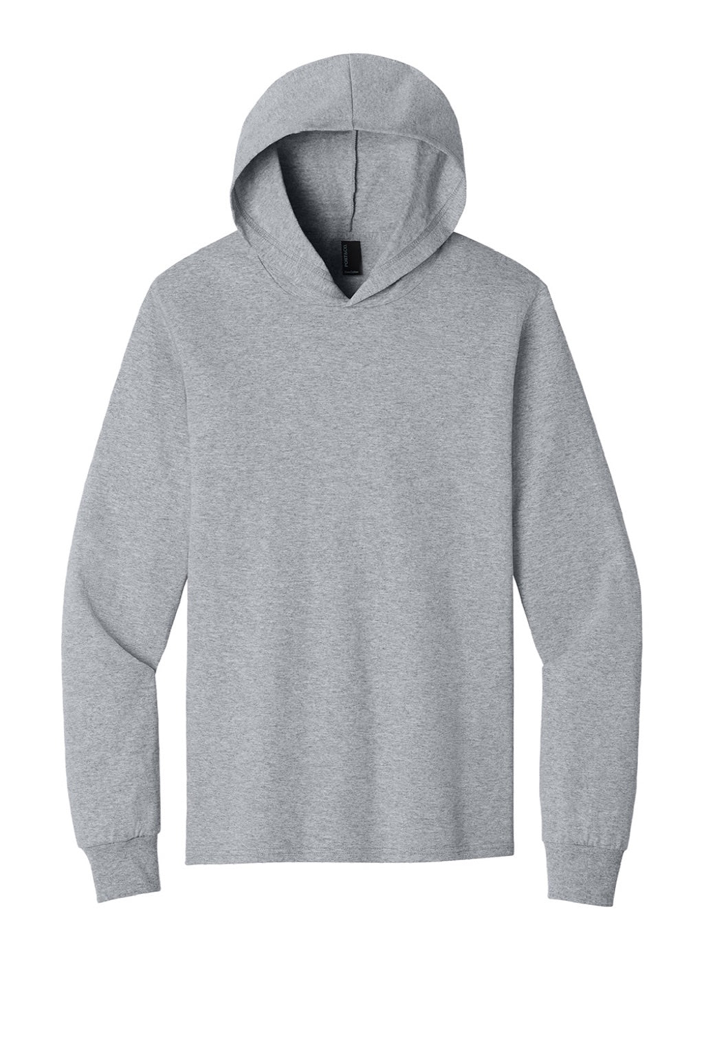 Port & Company PC54H Mens Core Cotton Long Sleeve Hooded T-Shirt Hoodie Heather Grey Flat Front