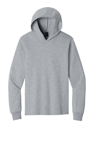 Port & Company PC54H Mens Core Cotton Long Sleeve Hooded T-Shirt Hoodie Heather Grey Flat Front