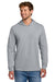 Port & Company PC54H Mens Core Cotton Long Sleeve Hooded T-Shirt Hoodie Heather Grey Model Front