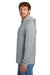 Port & Company PC54H Mens Core Cotton Long Sleeve Hooded T-Shirt Hoodie Heather Grey Model Side