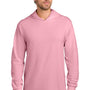 Port & Company Mens Core Cotton Long Sleeve Hooded T-Shirt Hoodie - Candy Pink - NEW