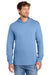 Port & Company PC54H Mens Core Cotton Long Sleeve Hooded T-Shirt Hoodie Carolina Blue Model Front
