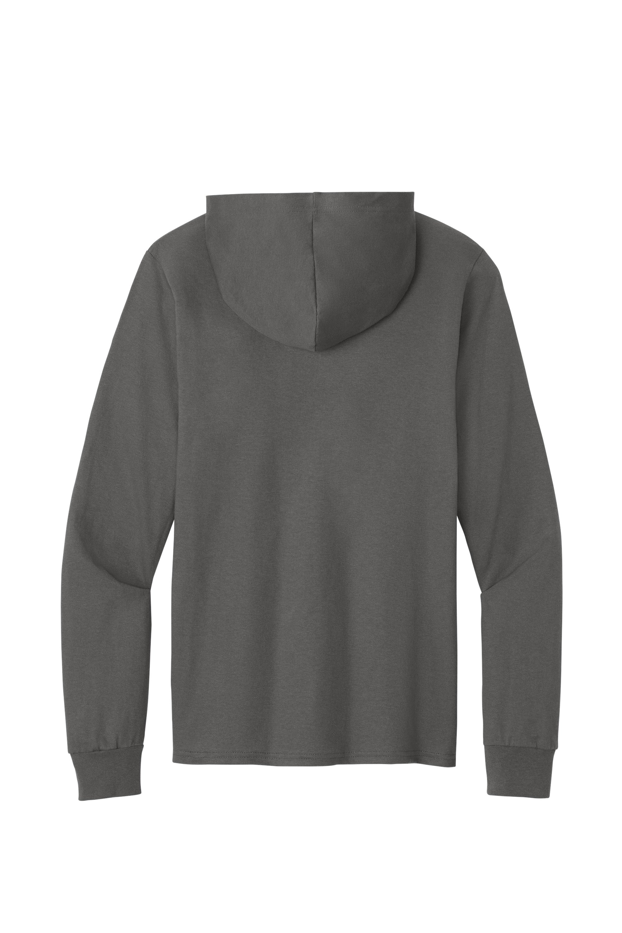 Port & Company PC54H Mens Core Cotton Long Sleeve Hooded T-Shirt Hoodie Charcoal Grey Flat Back