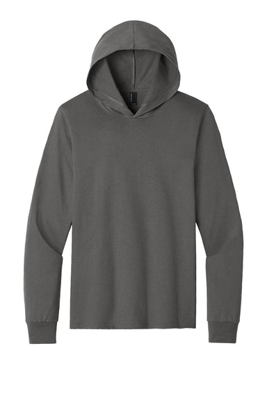 Port & Company PC54H Mens Core Cotton Long Sleeve Hooded T-Shirt Hoodie Charcoal Grey Flat Front