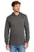 Port & Company PC54H Mens Core Cotton Long Sleeve Hooded T-Shirt Hoodie Charcoal Grey Model Front