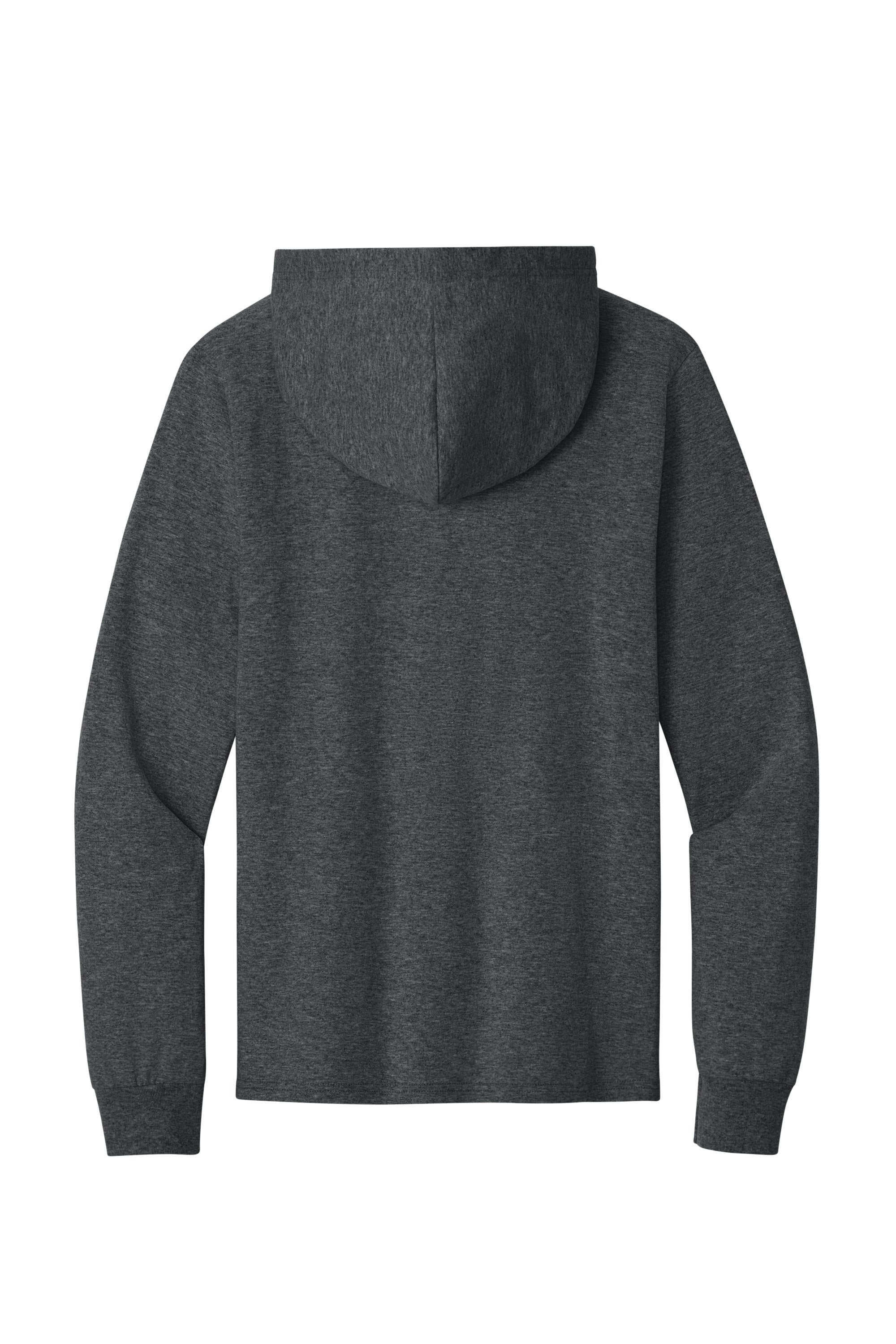 Port & Company PC54H Mens Core Cotton Long Sleeve Hooded T-Shirt Hoodie Heather Dark Grey Flat Back