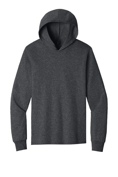 Port & Company PC54H Mens Core Cotton Long Sleeve Hooded T-Shirt Hoodie Heather Dark Grey Flat Front