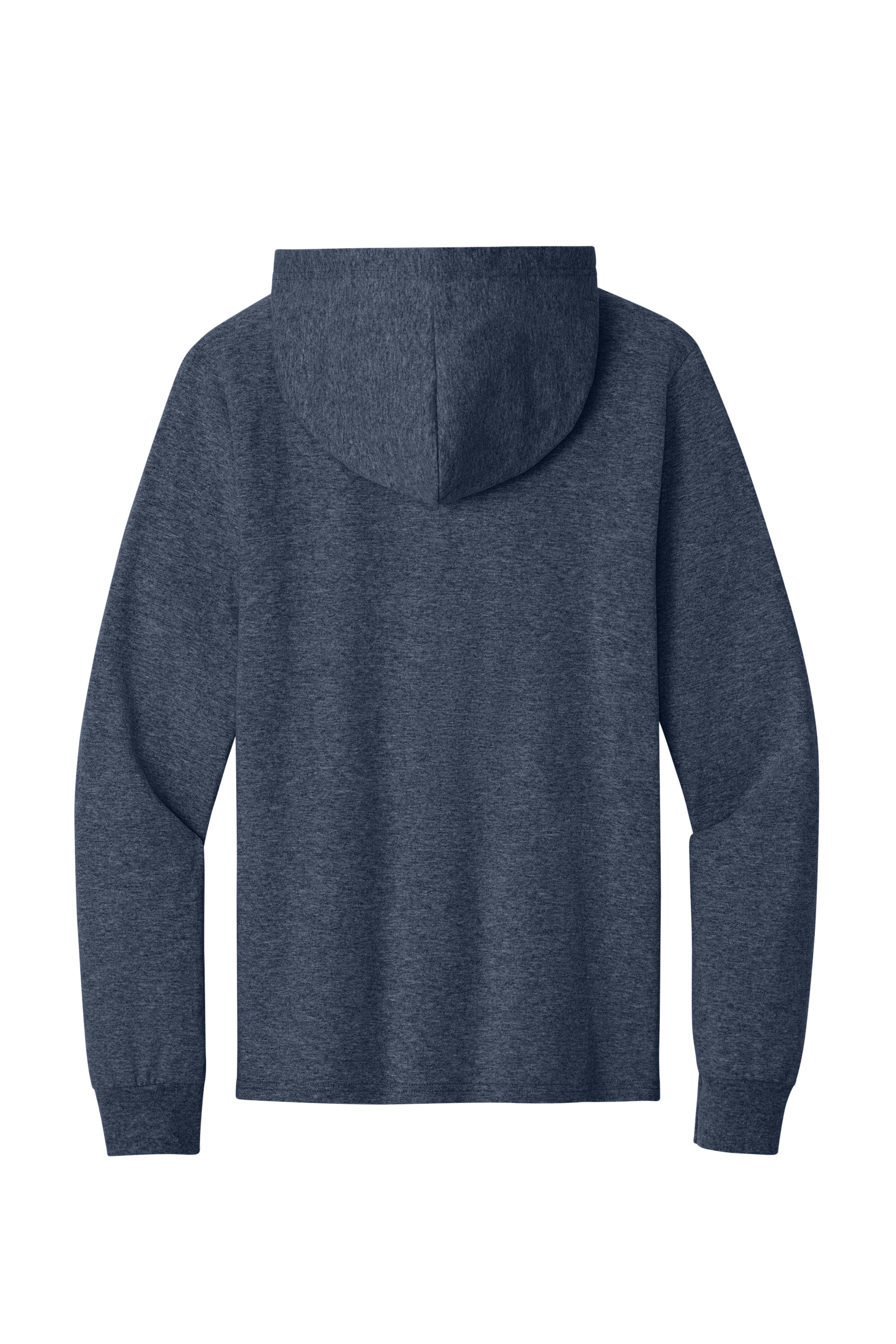 Port & Company PC54H Mens Core Cotton Long Sleeve Hooded T-Shirt Hoodie Heather Navy Blue Flat Back