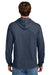 Port & Company PC54H Mens Core Cotton Long Sleeve Hooded T-Shirt Hoodie Heather Navy Blue Model Back