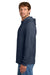 Port & Company PC54H Mens Core Cotton Long Sleeve Hooded T-Shirt Hoodie Heather Navy Blue Model Side