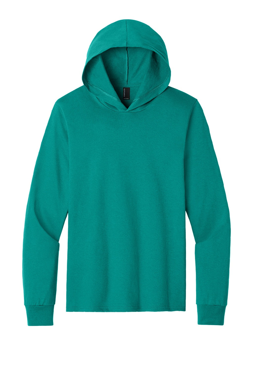 Port & Company PC54H Mens Core Cotton Long Sleeve Hooded T-Shirt Hoodie Jade Green Flat Front
