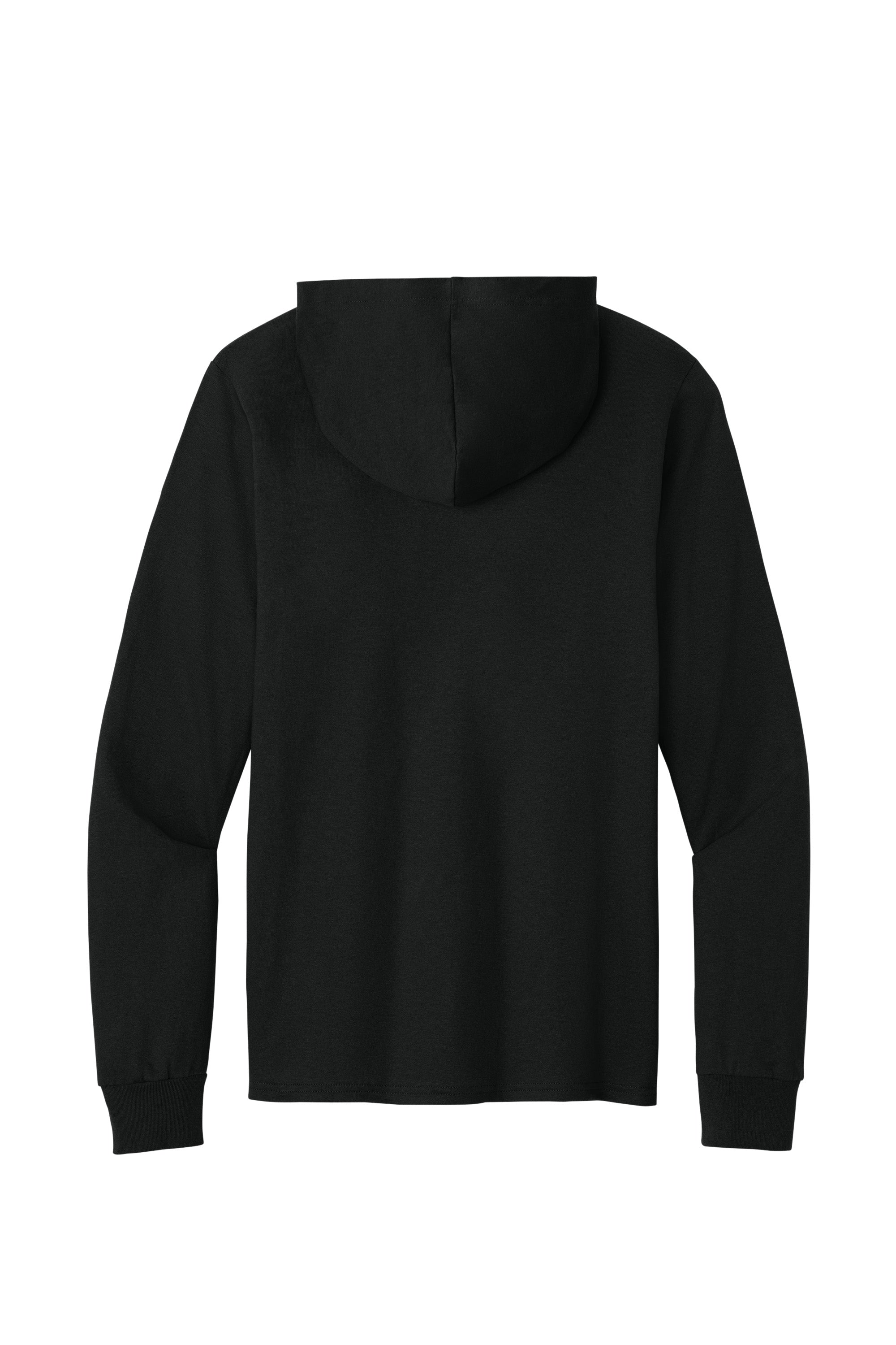 Port & Company PC54H Mens Core Cotton Long Sleeve Hooded T-Shirt Hoodie Jet Black Flat Back