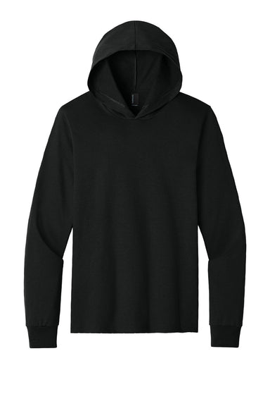 Port & Company PC54H Mens Core Cotton Long Sleeve Hooded T-Shirt Hoodie Jet Black Flat Front