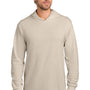 Port & Company Mens Core Cotton Long Sleeve Hooded T-Shirt Hoodie - Light Sand Brown - NEW
