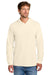 Port & Company PC54H Mens Core Cotton Long Sleeve Hooded T-Shirt Hoodie Natural Model Front