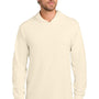 Port & Company Mens Core Cotton Long Sleeve Hooded T-Shirt Hoodie - Natural - NEW