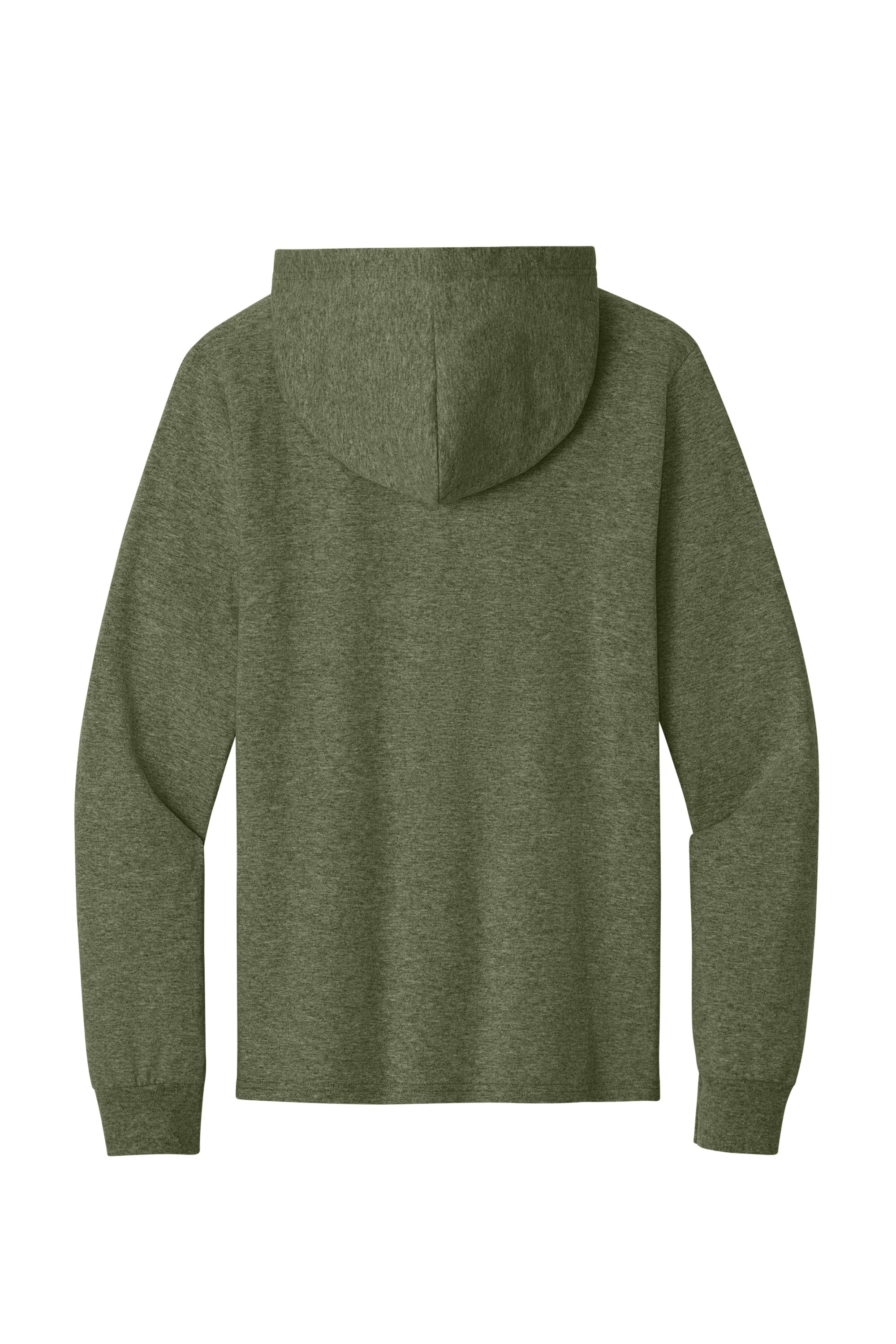 Port & Company PC54H Mens Core Cotton Long Sleeve Hooded T-Shirt Hoodie Heather Olive Drab Green Flat Back