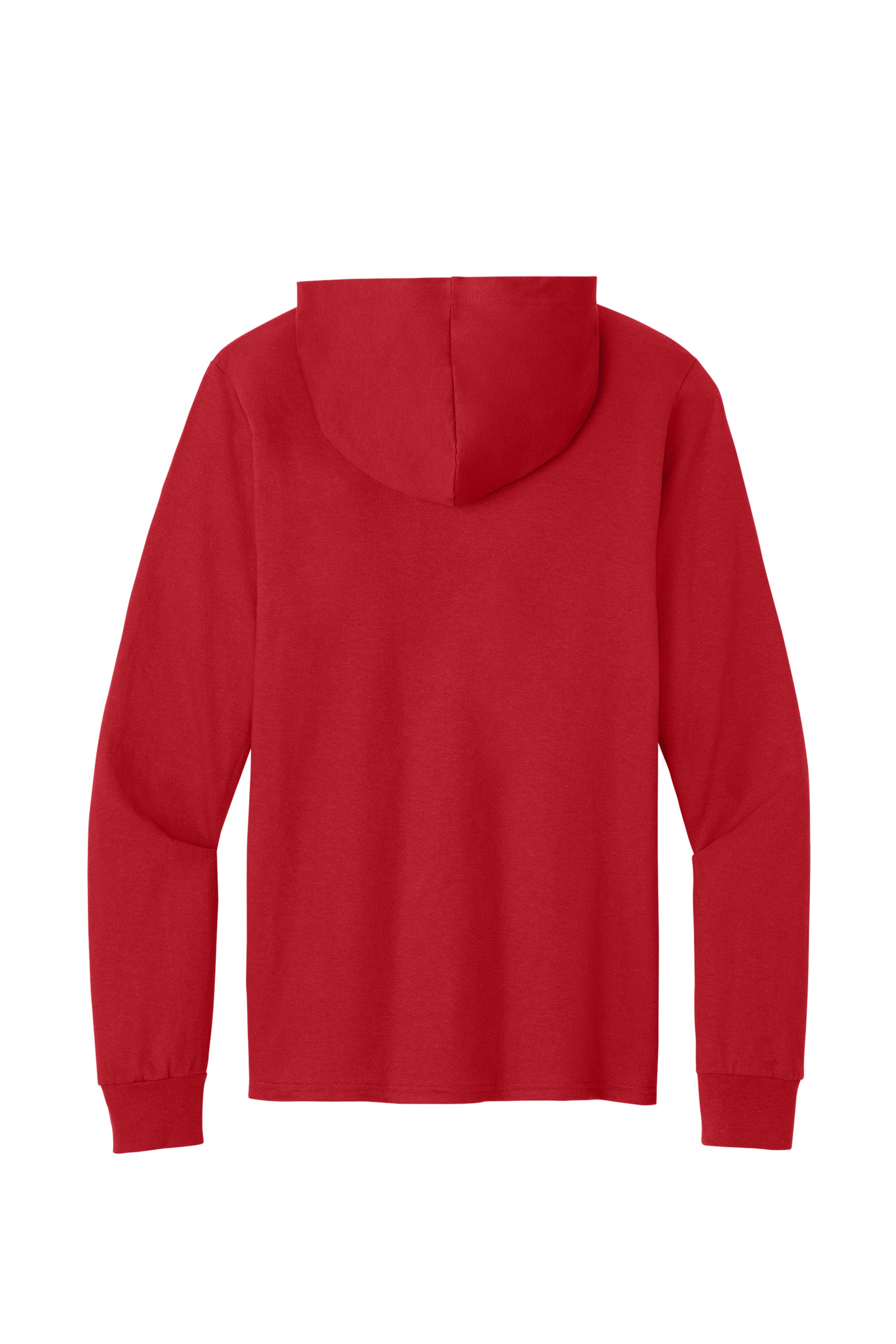 Port & Company PC54H Mens Core Cotton Long Sleeve Hooded T-Shirt Hoodie Red Flat Back