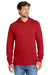 Port & Company PC54H Mens Core Cotton Long Sleeve Hooded T-Shirt Hoodie Red Model Front