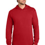 Port & Company Mens Core Cotton Long Sleeve Hooded T-Shirt Hoodie - Red - NEW