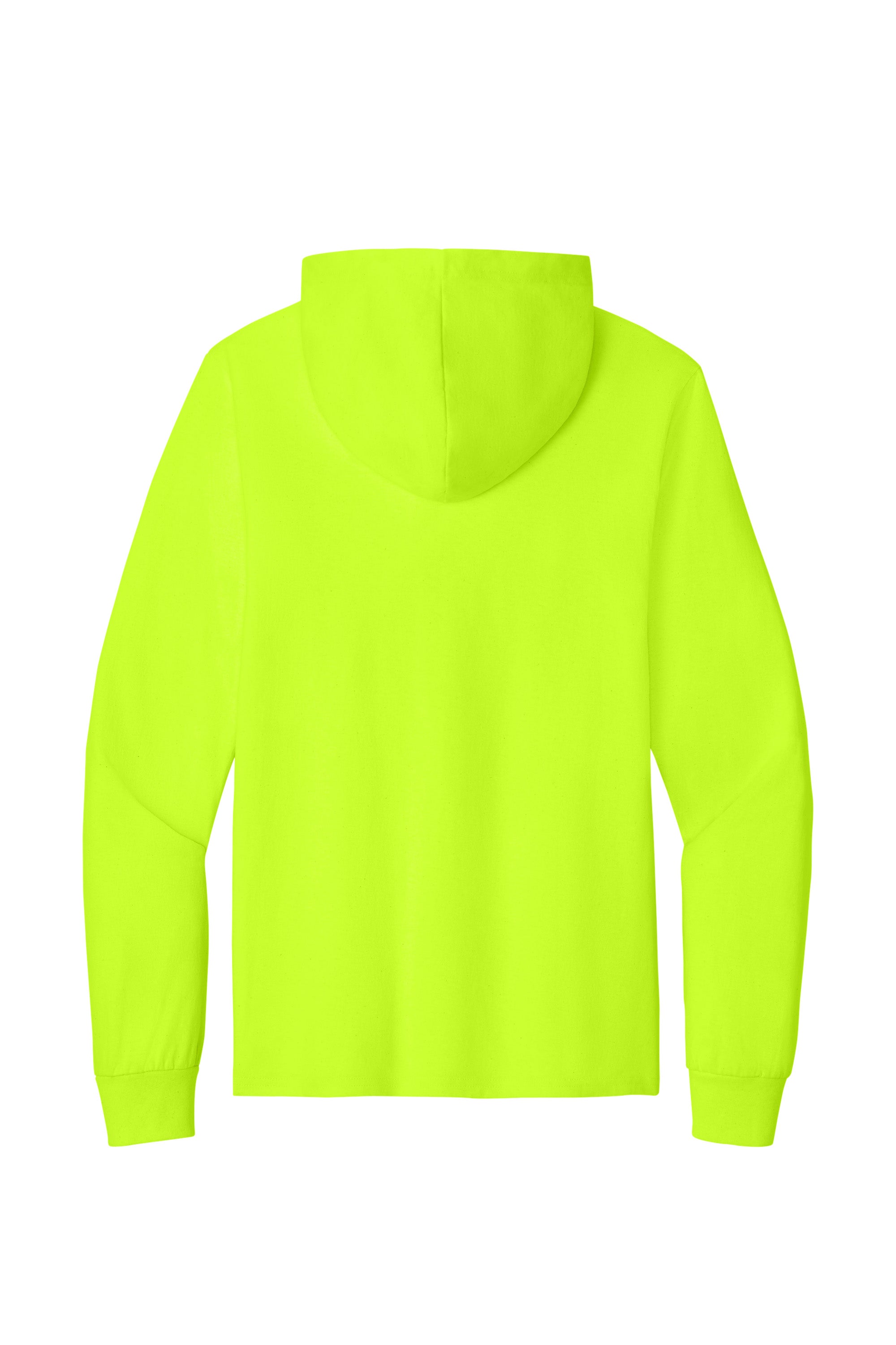 Port & Company PC54H Mens Core Cotton Long Sleeve Hooded T-Shirt Hoodie Safety Green Flat Back