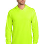 Port & Company Mens Core Cotton Long Sleeve Hooded T-Shirt Hoodie - Safety Green - NEW