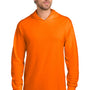 Port & Company Mens Core Cotton Long Sleeve Hooded T-Shirt Hoodie - Safety Orange - NEW