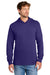 Port & Company PC54H Mens Core Cotton Long Sleeve Hooded T-Shirt Hoodie Team Purple Model Front
