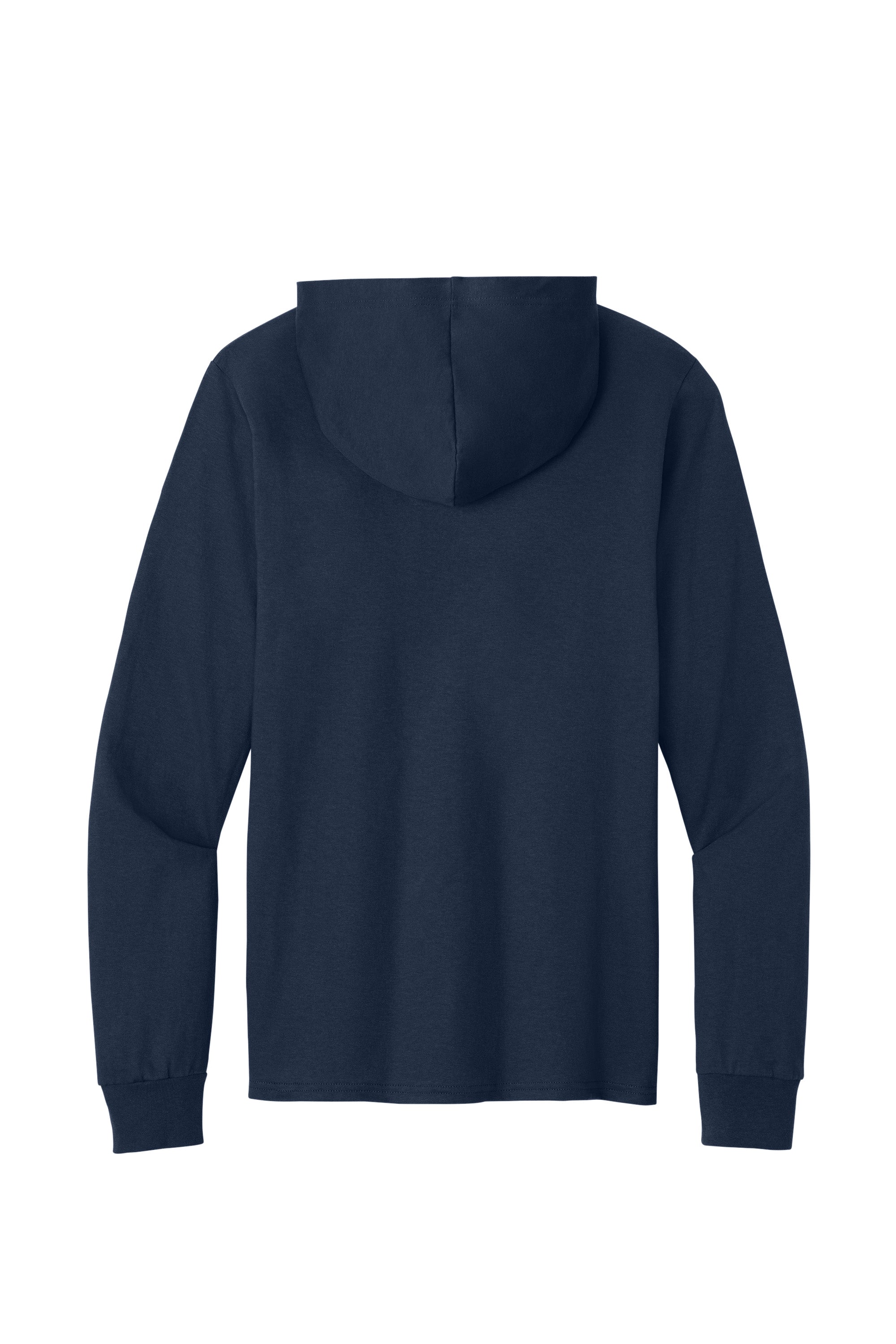 Port & Company PC54H Mens Core Cotton Long Sleeve Hooded T-Shirt Hoodie True Navy Blue Flat Back