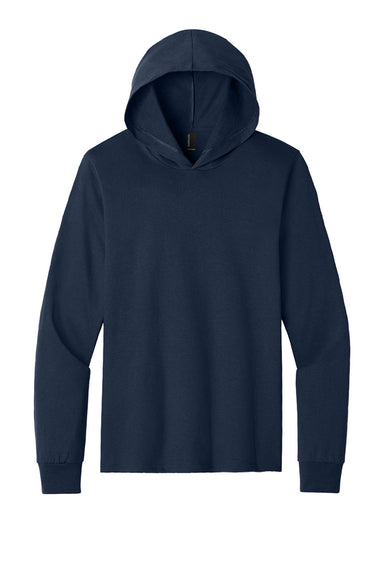 Port & Company PC54H Mens Core Cotton Long Sleeve Hooded T-Shirt Hoodie True Navy Blue Flat Front