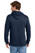 Port & Company PC54H Mens Core Cotton Long Sleeve Hooded T-Shirt Hoodie True Navy Blue Model Back