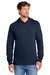 Port & Company PC54H Mens Core Cotton Long Sleeve Hooded T-Shirt Hoodie True Navy Blue Model Front