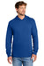 Port & Company PC54H Mens Core Cotton Long Sleeve Hooded T-Shirt Hoodie True Royal Blue Model Front