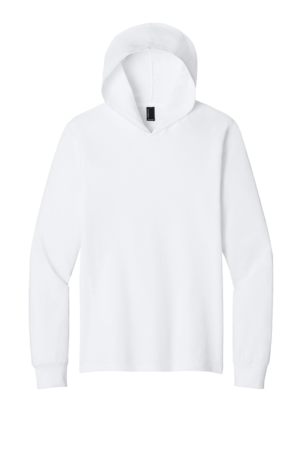 Port & Company PC54H Mens Core Cotton Long Sleeve Hooded T-Shirt Hoodie White Flat Front