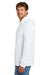 Port & Company PC54H Mens Core Cotton Long Sleeve Hooded T-Shirt Hoodie White Model Side