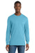 Port & Company PC54LS Mens Core Long Sleeve Crewneck T-Shirt Aquatic Blue Model Front