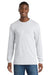 Port & Company PC54LS Mens Core Long Sleeve Crewneck T-Shirt Ash Grey Model Front