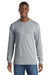 Port & Company PC54LS Mens Core Long Sleeve Crewneck T-Shirt Heather Grey Model Front