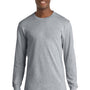Port & Company Mens Core Long Sleeve Crewneck T-Shirt - Heather Grey