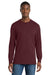 Port & Company PC54LS Mens Core Long Sleeve Crewneck T-Shirt Athletic Maroon Model Front