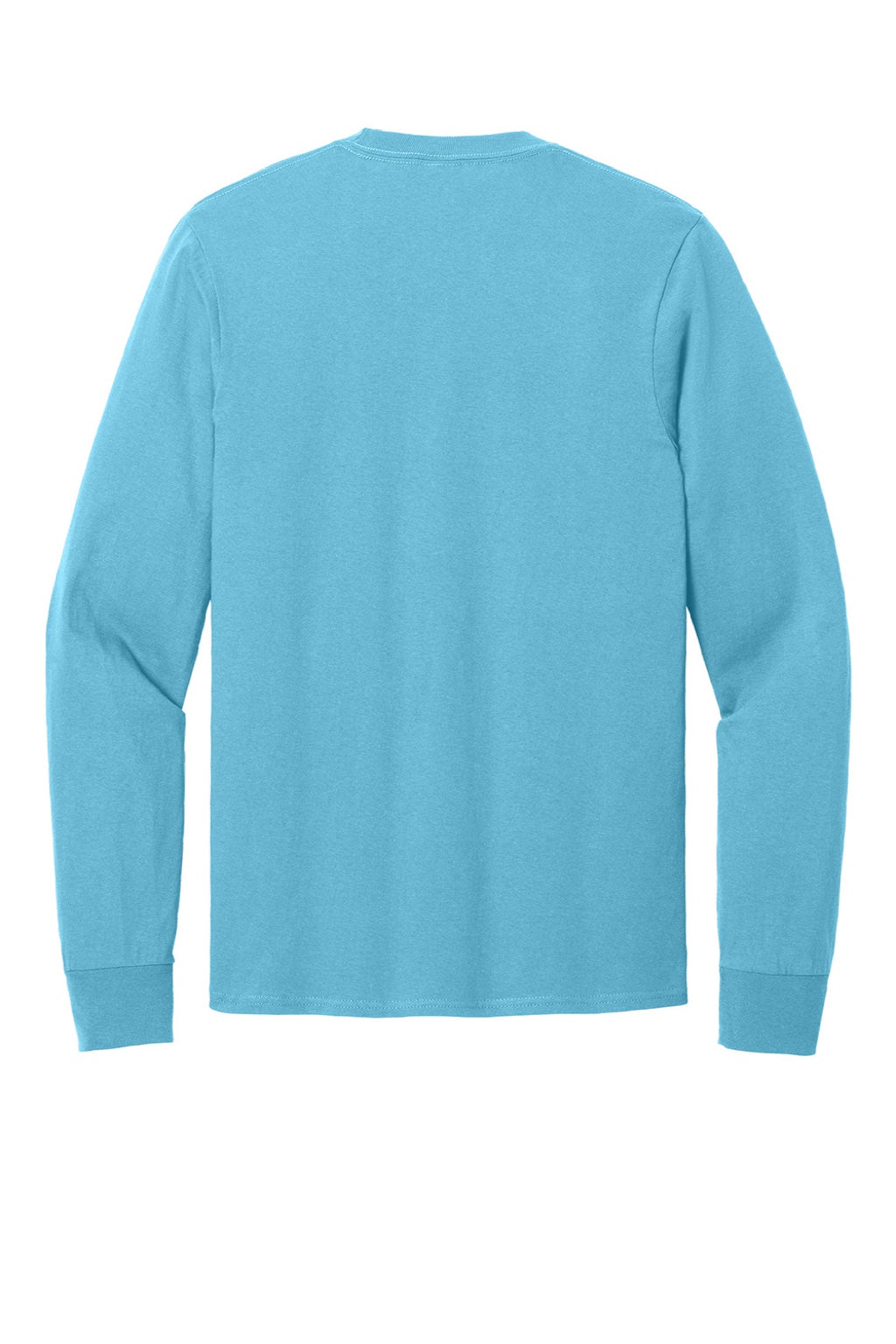 Port & Company PC54LS Mens Core Long Sleeve Crewneck T-Shirt Aquatic Blue Flat Back