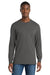Port & Company PC54LS Mens Core Long Sleeve Crewneck T-Shirt Charcoal Grey Model Front
