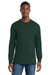 Port & Company PC54LS Mens Core Long Sleeve Crewneck T-Shirt Dark Green Model Front