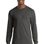 Port & Company Mens Core Long Sleeve Crewneck T-Shirt - Heather Dark Grey